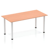 Impulse 1600mm Straight Table Beech Top Silver Post Leg BF00168 DD